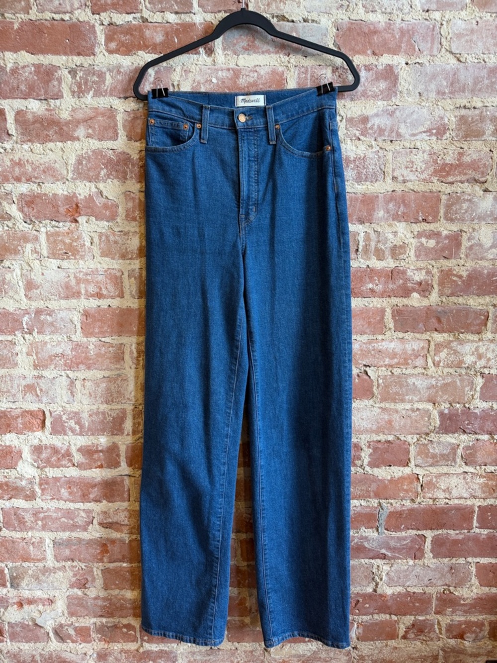 Madewell High-Rise Straight Jeans in Dark Blue
